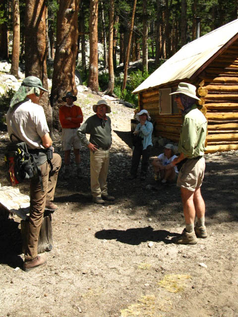 Ranger Gordon with Sierra Club hikers talking about rescue of one of their party
